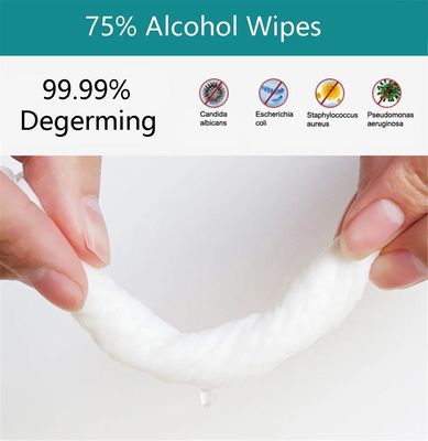 75%皮の防腐性のクリーニングのための非編まれたアルコールぬれたワイプ